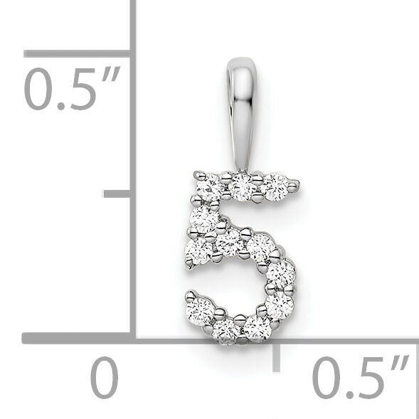 14k White Gold Diamond Number 5 Pendant-PM8369-5-012-WA