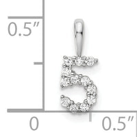 14k White Gold Diamond Number 5 Pendant-PM8369-5-012-WA