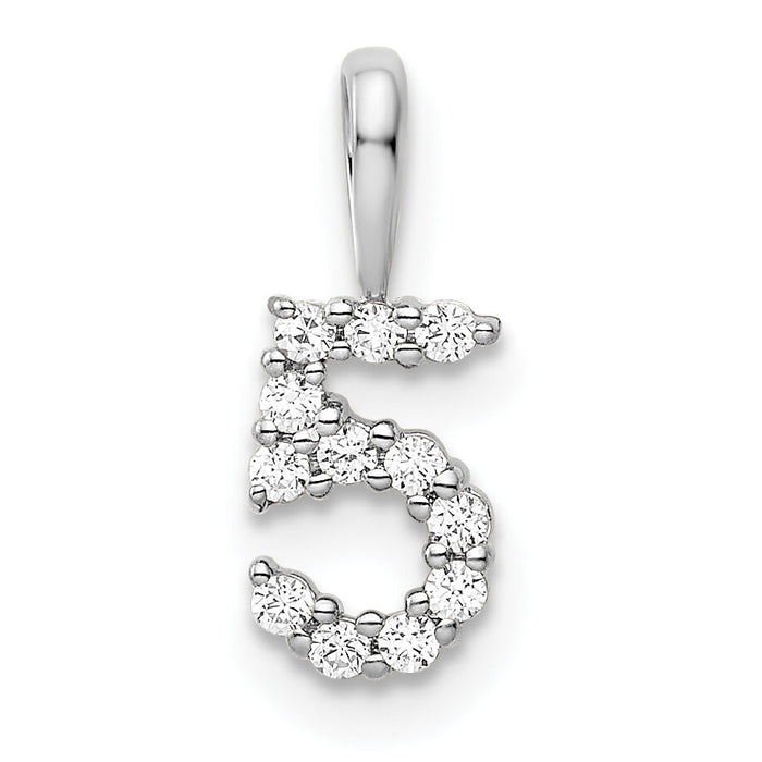 14k White Gold Diamond Number 5 Pendant-PM8369-5-012-WA