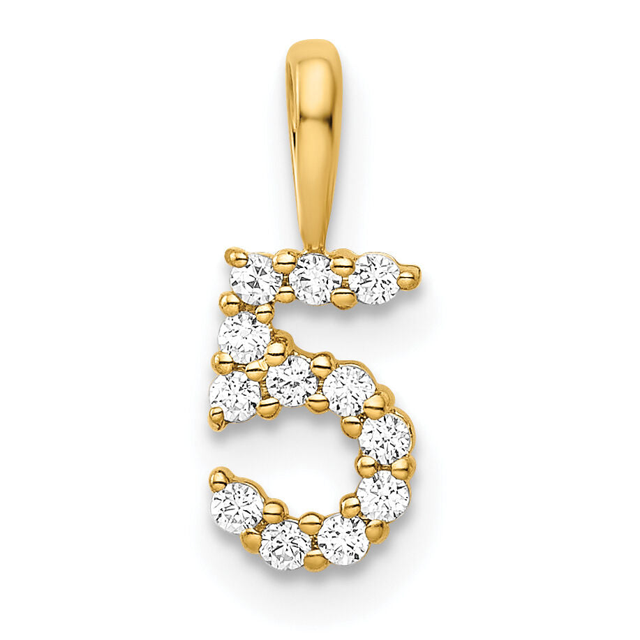14K Diamond Number 5 Pendant-PM8369-5-012-YA