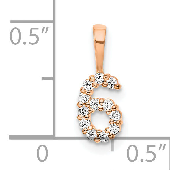 14k Rose Gold Diamond Number 6 Pendant-PM8369-6-011-RA
