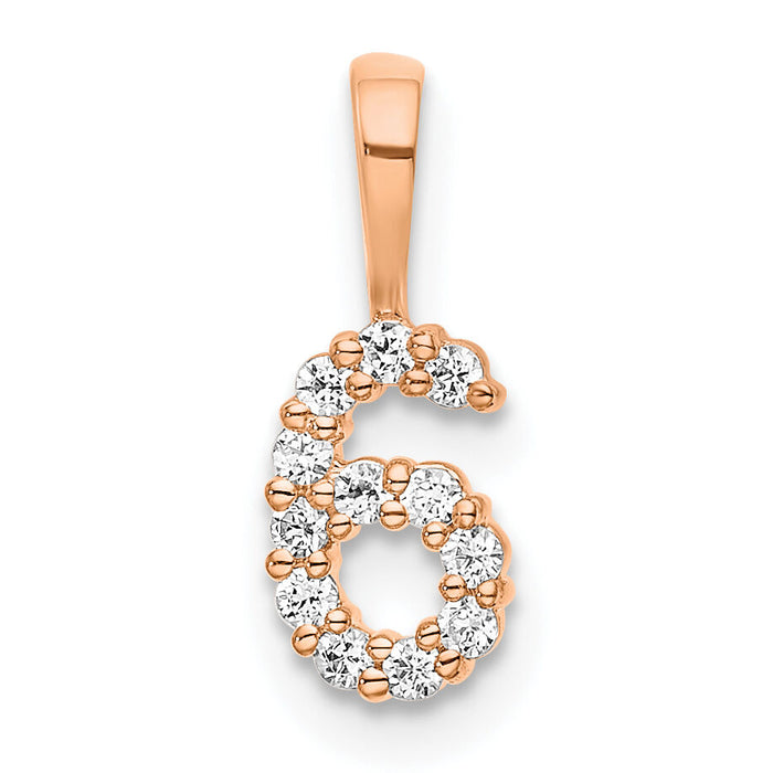 14k Rose Gold Diamond Number 6 Pendant-PM8369-6-011-RA