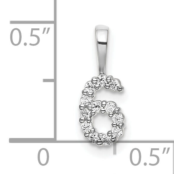 14k White Gold Diamond Number 6 Pendant-PM8369-6-011-WA