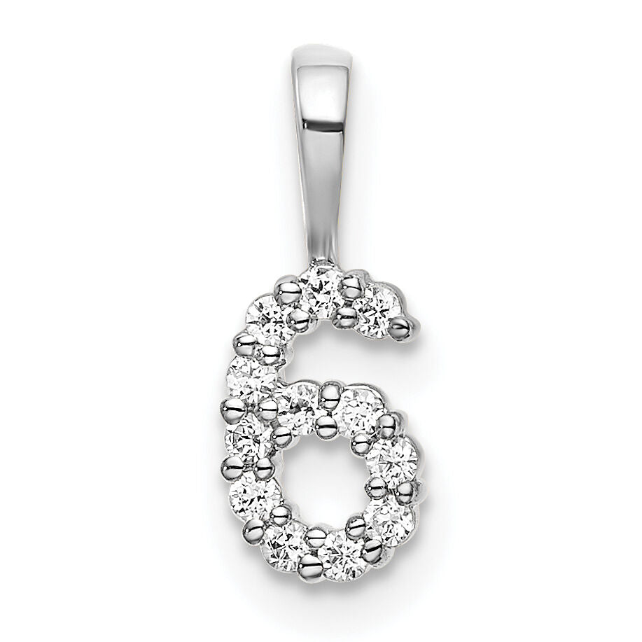 14k White Gold Diamond Number 6 Pendant-PM8369-6-011-WA