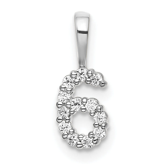 14k White Gold Diamond Number 6 Pendant-PM8369-6-011-WA