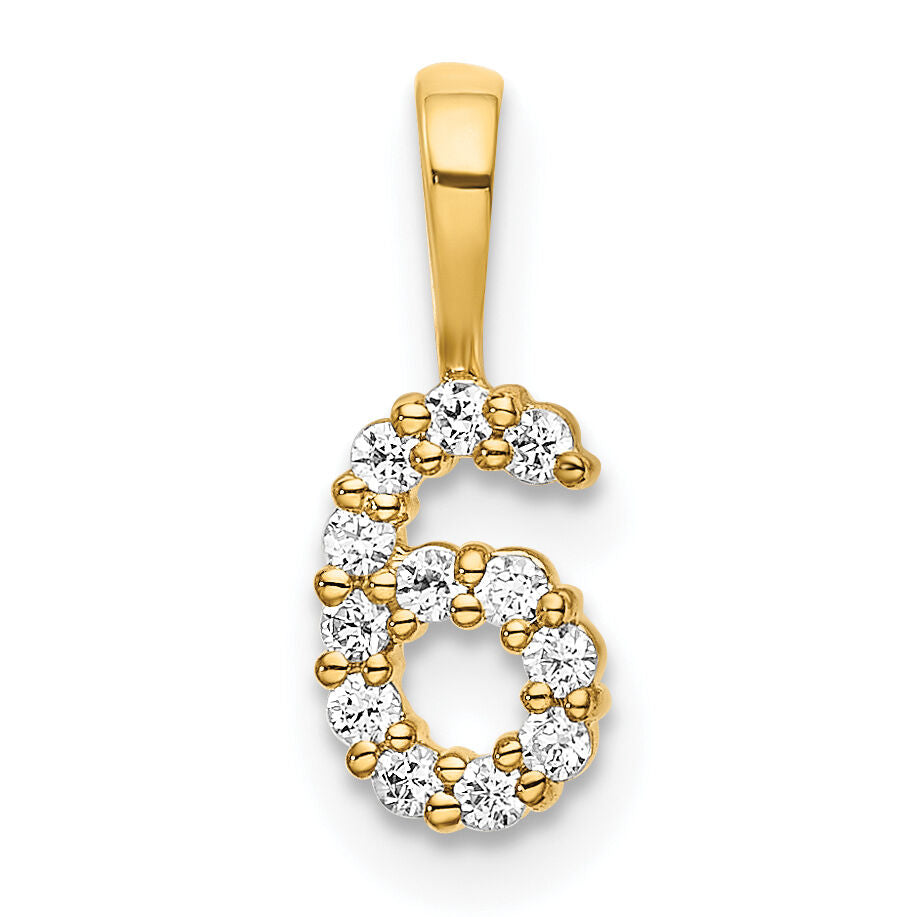 14K Diamond Number 6 Pendant-PM8369-6-011-YA