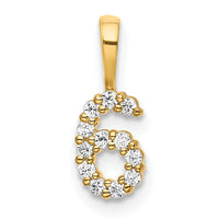 14K Diamond Number 6 Pendant-PM8369-6-011-YA