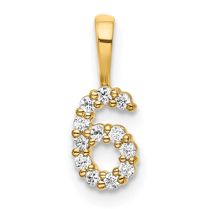 14K Diamond Number 6 Pendant-PM8369-6-011-YA