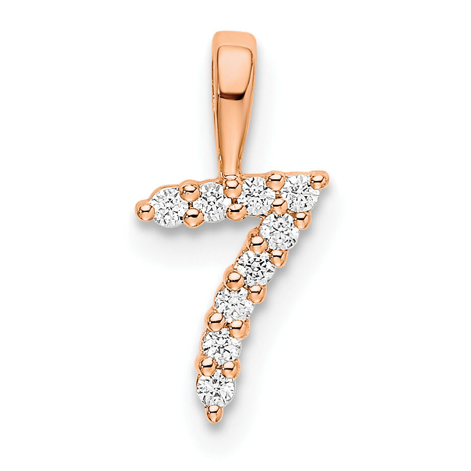 14k Rose Gold Diamond Number 7 Pendant-PM8369-7-009-RA
