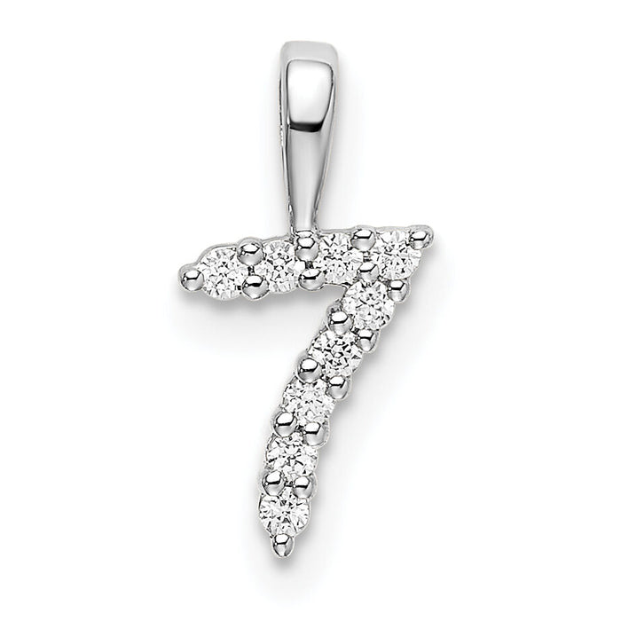 14k White Gold Diamond Number 7 Pendant-PM8369-7-009-WA