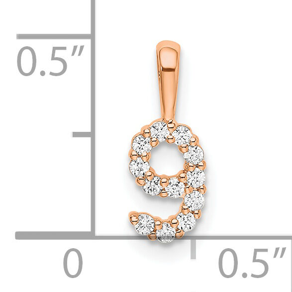 14k Rose Gold Diamond Number 9 Pendant-PM8369-9-012-RA