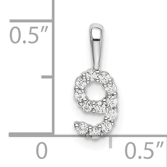 14k White Gold Diamond Number 9 Pendant-PM8369-9-012-WA
