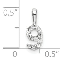 14k White Gold Diamond Number 9 Pendant-PM8369-9-012-WA