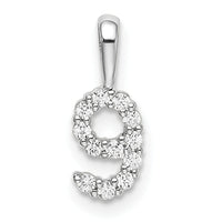 14k White Gold Diamond Number 9 Pendant-PM8369-9-012-WA