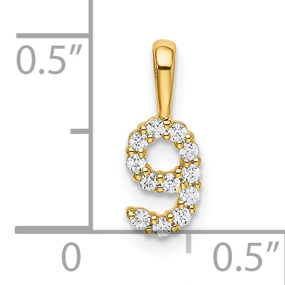14K Diamond Number 9 Pendant-PM8369-9-012-YA