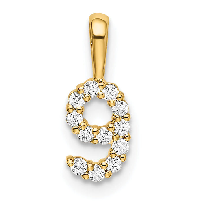 14K Diamond Number 9 Pendant-PM8369-9-012-YA