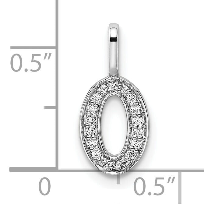 14k White Gold Diamond Number 0 Pendant-PM8370-0-008-WA
