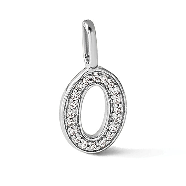 14K White Gold  Diamond Initial O Dog Tag Charm-PM9842O-022-WA