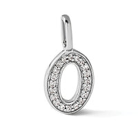 14K White Gold  Diamond Initial O Dog Tag Charm-PM9842O-022-WA