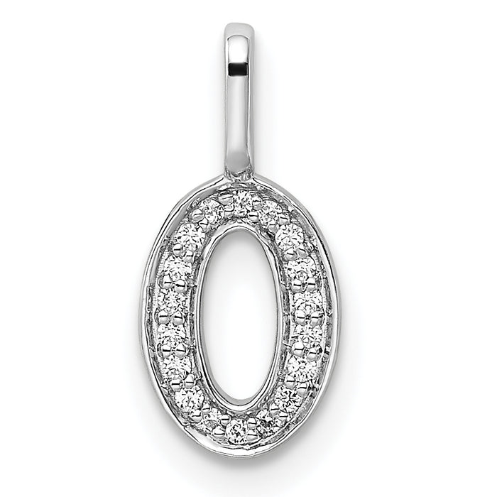 14k White Gold Diamond Number 0 Pendant-PM8370-0-008-WA