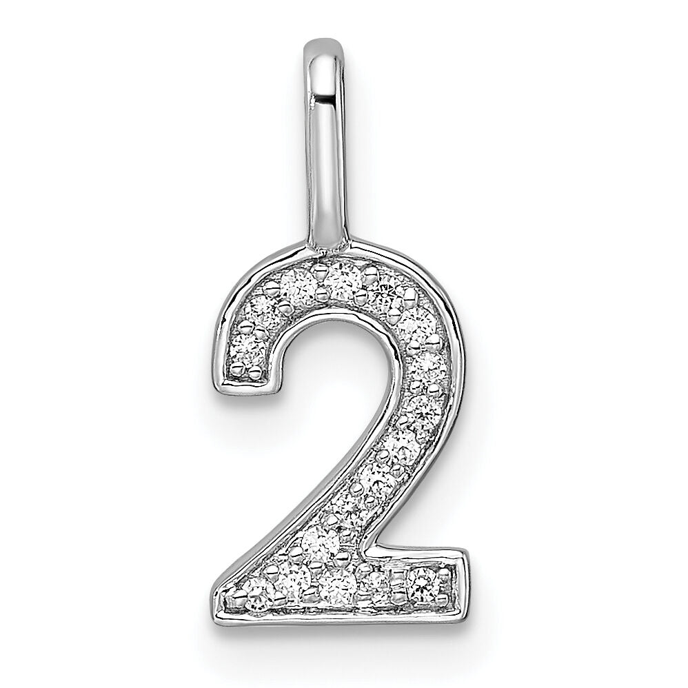 14k White Gold Diamond Number 2 Pendant-PM8370-2-007-WA