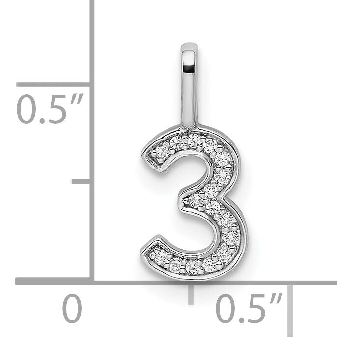 14k White Gold Diamond Number 3 Pendant-PM8370-3-006-WA