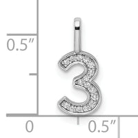 14k White Gold Diamond Number 3 Pendant-PM8370-3-006-WA