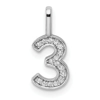 14k White Gold Diamond Number 3 Pendant-PM8370-3-006-WA