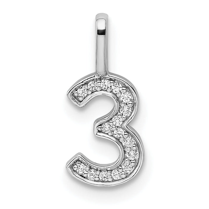 14k White Gold Diamond Number 3 Pendant-PM8370-3-006-WA