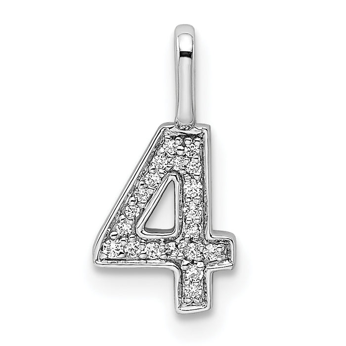 14k White Gold Diamond Number 4 Pendant-PM8370-4-007-WA