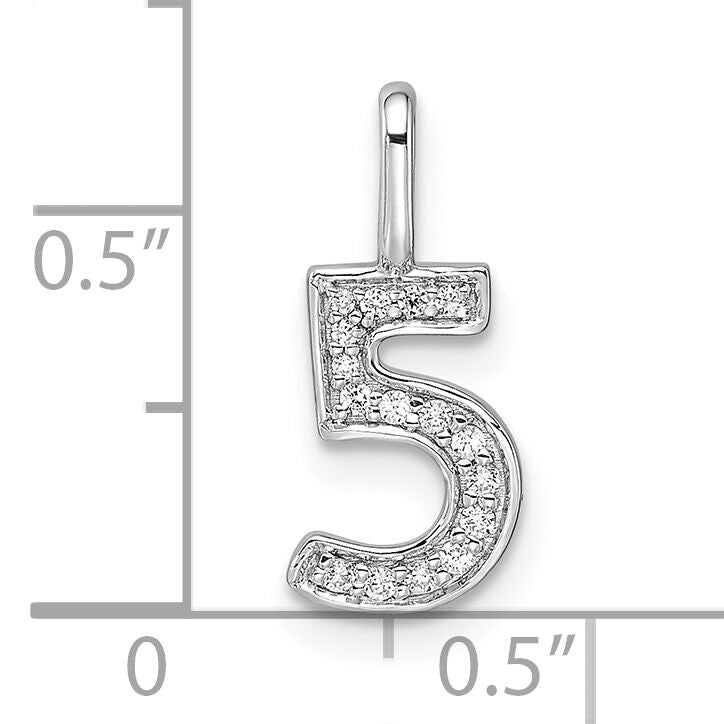 14k White Gold Diamond Number 5 Pendant-PM8370-5-007-WA