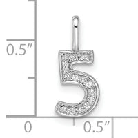 14k White Gold Diamond Number 5 Pendant-PM8370-5-007-WA