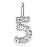 14k White Gold Diamond Number 5 Pendant-PM8370-5-007-WA
