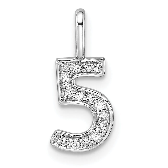 14k White Gold Diamond Number 5 Pendant-PM8370-5-007-WA