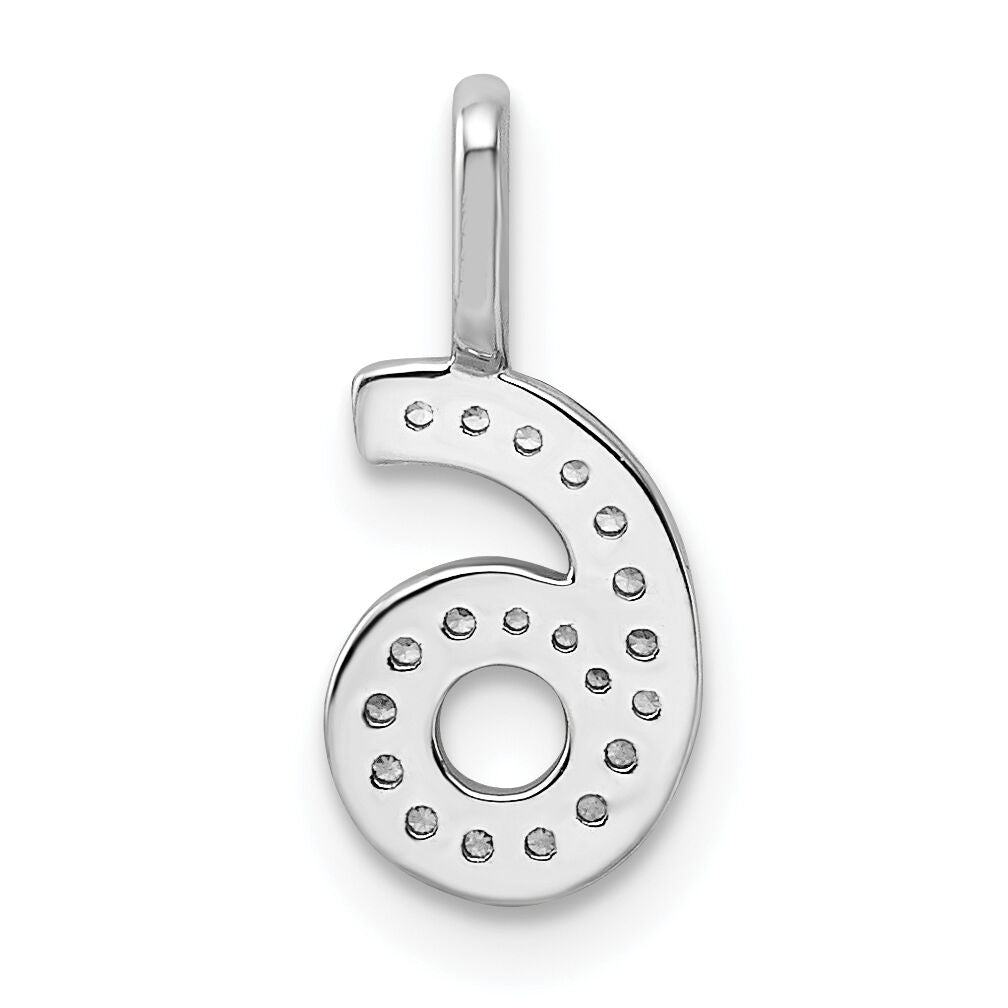 14k White Gold Diamond Number 6 Pendant-PM8370-6-009-WA