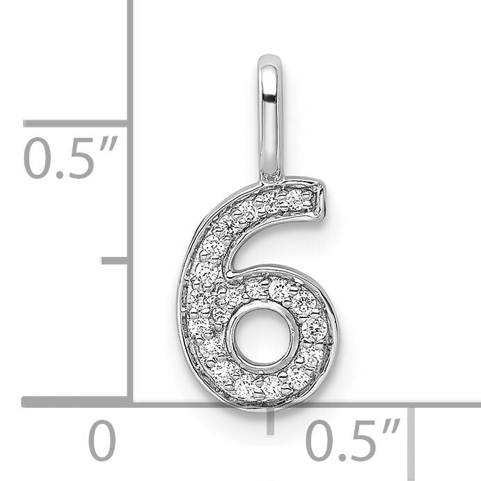 14k White Gold Diamond Number 6 Pendant-PM8370-6-009-WA