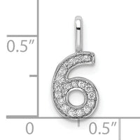14k White Gold Diamond Number 6 Pendant-PM8370-6-009-WA