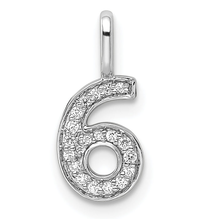 14k White Gold Diamond Number 6 Pendant-PM8370-6-009-WA
