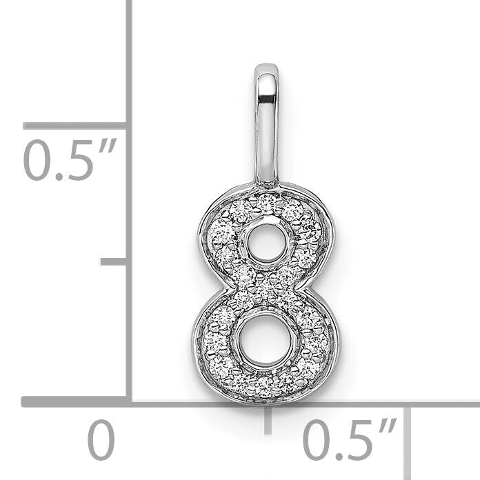 14k White Gold Diamond Number 8 Pendant-PM8370-8-009-WA