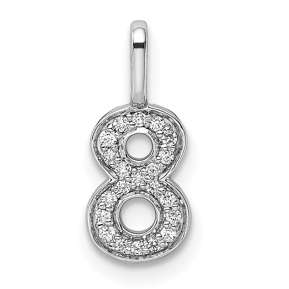 14k White Gold Diamond Number 8 Pendant-PM8370-8-009-WA