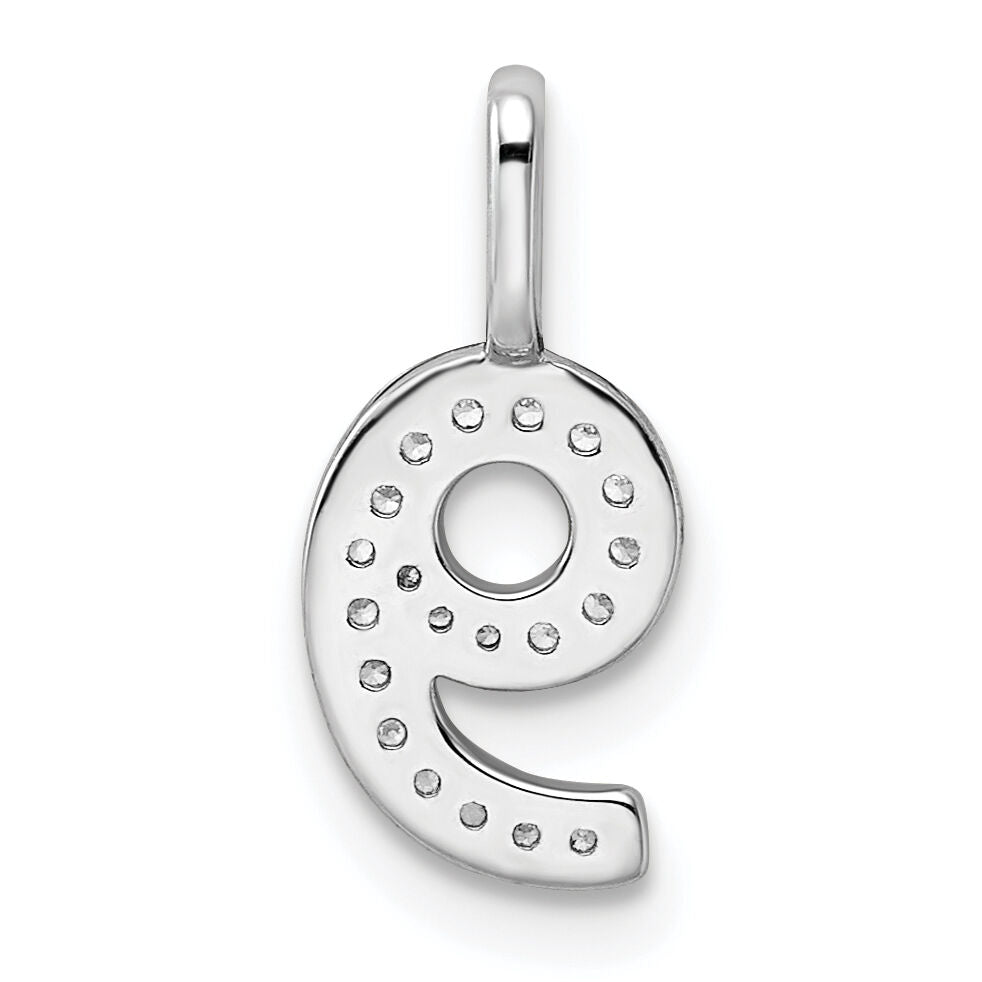 14k White Gold Diamond Number 9 Pendant-PM8370-9-009-WA