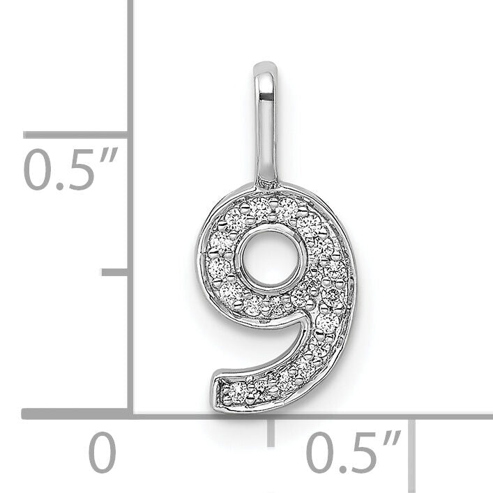 14k White Gold Diamond Number 9 Pendant-PM8370-9-009-WA