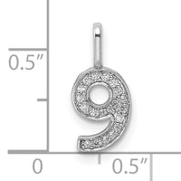 14k White Gold Diamond Number 9 Pendant-PM8370-9-009-WA
