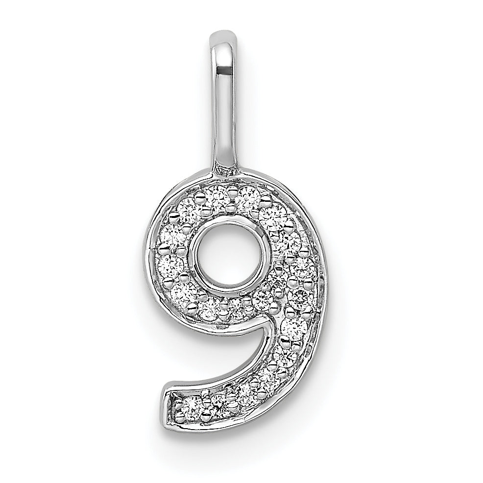 14k White Gold Diamond Number 9 Pendant-PM8370-9-009-WA