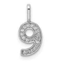14k White Gold Diamond Number 9 Pendant-PM8370-9-009-WA