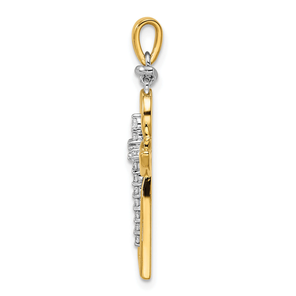 14k Two-tone Polished Diamond Cross-PM8375-019-YWA