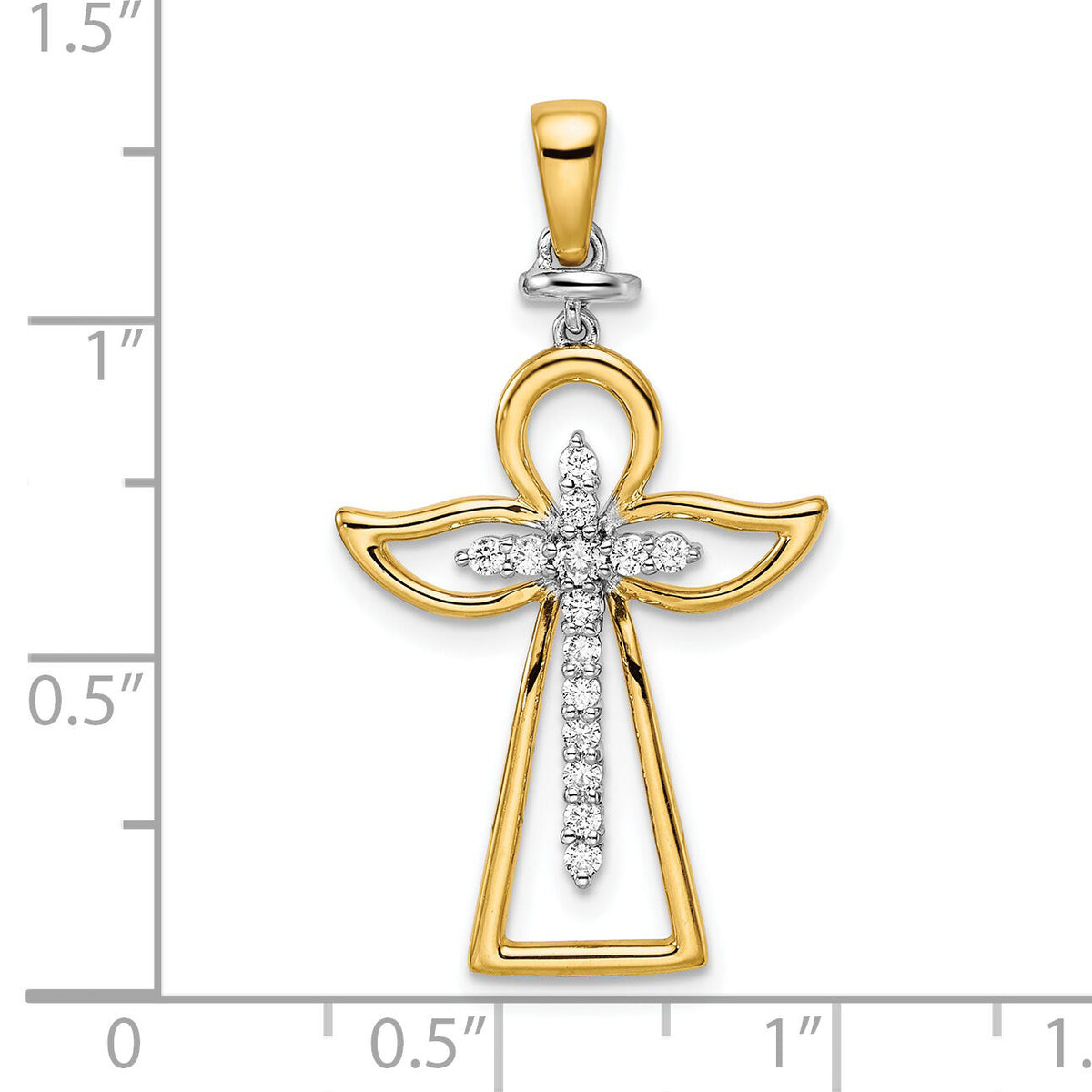 14k Two-tone Polished Diamond Cross-PM8375-019-YWA