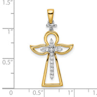 14k Two-tone Polished Diamond Cross-PM8375-019-YWA