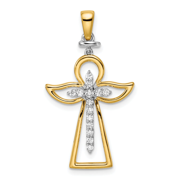 14k Two-tone Polished Diamond Cross-PM8375-019-YWA