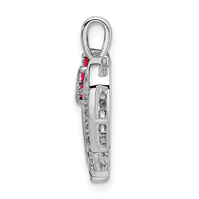 14k White Gold Ruby and Diamond Heart Pendant-PM8433-003-WA